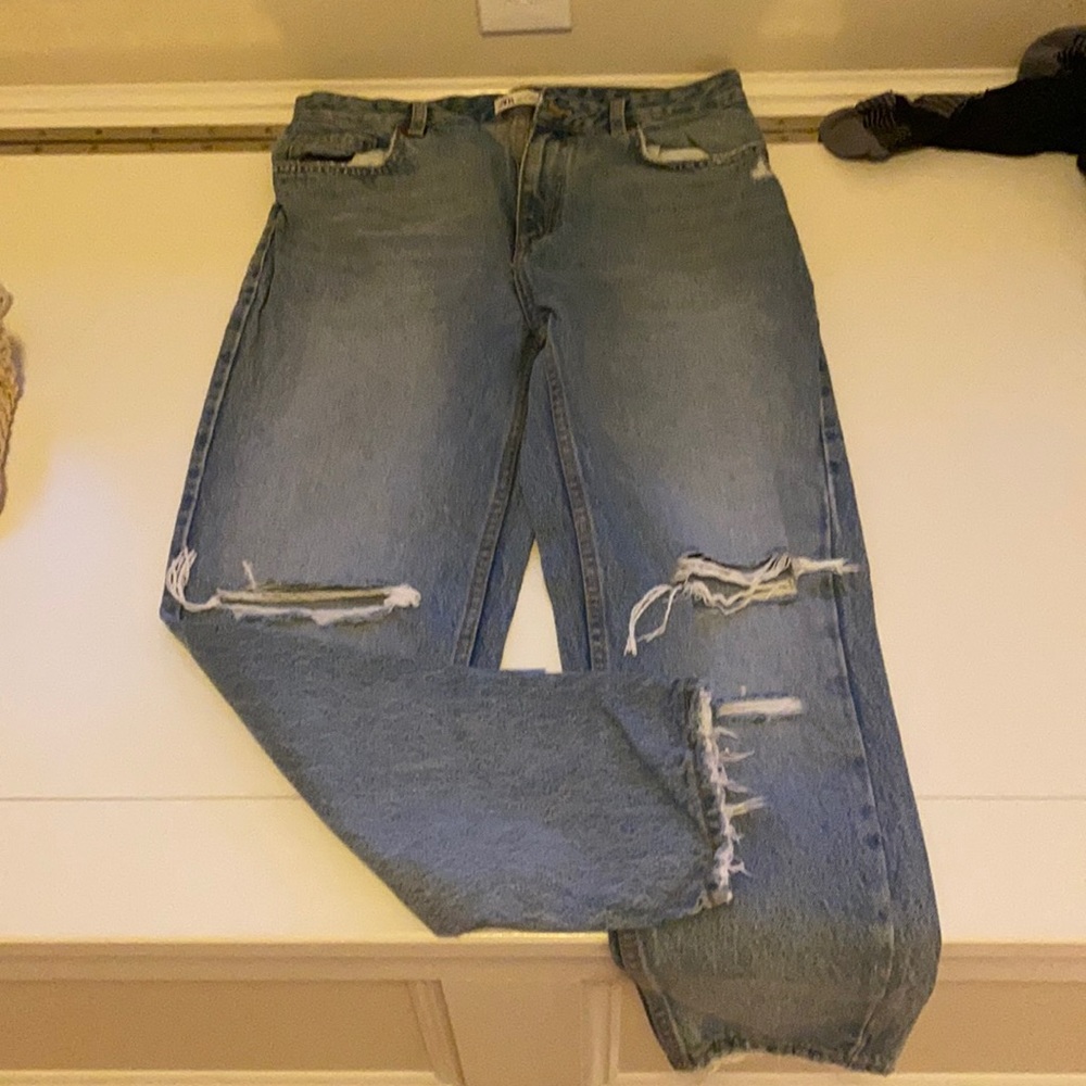Zara High Waisted distressed. Size 8